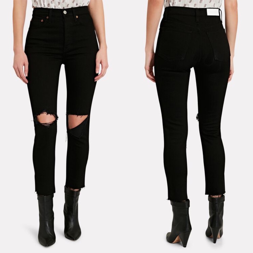 NEW NWT RE/DONE 90s High Rise Loose Crop In Jet Black